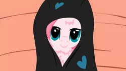 Size: 1600x900 | Tagged: safe, derpibooru import, screencap, oc, oc:fluffle puff, unofficial characters only, blanket, cute, heart, lidded eyes, solo