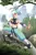 Size: 1125x1688 | Tagged: safe, artist:agu-fungus, derpibooru import, lyra heartstrings, human, abs, barefoot, clothes, feet, grin, humanized, image, irrational exuberance, japanese, jpeg, kung fu, martial arts, medallion, midriff, monk, monkey fist, moon runes, ring, smiling, socks, solo, toeless socks, warrior monk