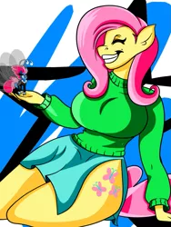 Size: 915x1215 | Tagged: anthro, artist:jollyrogers5, breasts, breezie, busty fluttershy, clothes, derpibooru import, faic, female, fluttershy, safe, seabreeze, sweater, sweatershy