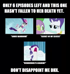 Size: 1003x1059 | Tagged: safe, derpibooru import, edit, edited screencap, screencap, rarity, spike, dragon, pony, unicorn, season 1, season 2, season 3, secret of my excess, sonic rainboom (episode), wonderbolts academy, falling, female, male, mare