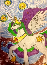 Size: 2337x3264 | Tagged: artist:snow, derpibooru import, princess celestia, safe, solo, traditional art