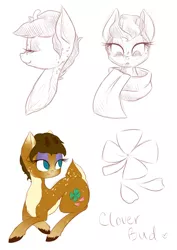 Size: 2480x3507 | Tagged: safe, artist:grandifloru, derpibooru import, oc, unofficial characters only, deer pony, original species, clover bud, solo