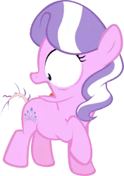 Size: 303x430 | Tagged: safe, artist:magerblutooth, derpibooru import, diamond tiara, earth pony, pony, abuse, dock, female, filly, foal, missing accessory, shaved tail, shocked, simple background, solo, tail, tiarabuse, transparent background, vector