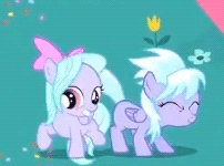 Size: 202x150 | Tagged: animated, cloudchaser, cute, cutechaser, derpibooru import, filly, flitter, flitterbetes, pinkie pride, safe, screencap, younger