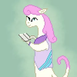 Size: 500x500 | Tagged: artist:thejakevale, betelgeusean, book, cat, crossover, derpibooru import, pixel art, safe, solo, space dandy, species swap, twinkleshine