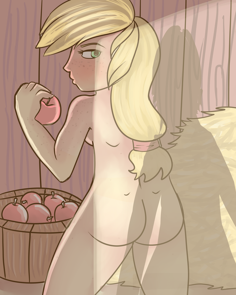 Size: 2400x3000 | Tagged: applejack, artist:rainbowsprinklesart, breasts, derpibooru import, female, human, humanized, nudity, questionable, sideboob, solo, solo female