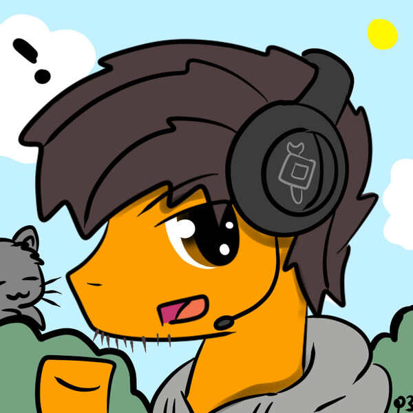 Size: 750x750 | Tagged: artist:pizzaawpon-ee, derpibooru import, gamer, headphones, oc, oc:hardwired hooves, safe, solo, unofficial characters only