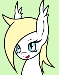 Size: 537x687 | Tagged: artist needed, safe, derpibooru import, oc, oc:aryanne, unofficial characters only, bat pony, pony, bedroom eyes, blonde, cute, ear fluff, female, long ears, nazi, open mouth, smiling, solo