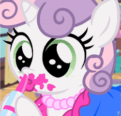 Size: 282x270 | Tagged: 5-year-old sweetie belle, animated, derpibooru import, edit, for whom the sweetie belle toils, lipstick, nose picking, safe, screencap, solo, sweetie belle, wat