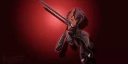 Size: 3000x1500 | Tagged: angry, artist:amura-of-jupiter, crossover, derpibooru import, kirito, mouth hold, ponified, safe, solo, sword, sword art online, weapon