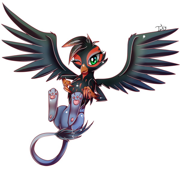 Size: 900x900 | Tagged: safe, artist:inky-pinkie, derpibooru import, oc, oc:gertie, unofficial characters only, gryphon, paws, solo