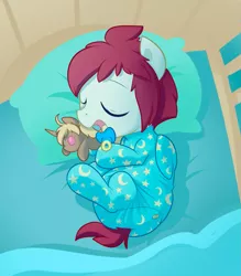 Size: 1671x1904 | Tagged: safe, artist:cuddlehooves, derpibooru import, oc, oc:leon windsong, unofficial characters only, pony, baby, baby pony, butt flap, cute, diaper, eyes closed, foal, footed sleeper, pacifier, plushie, poofy diaper, sleeping, solo, weapons-grade cute