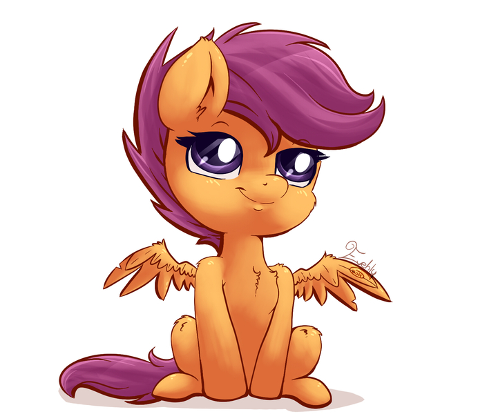 Size: 1500x1300 | Tagged: artist:evehly, cute, cutealoo, derpibooru import, safe, scootaloo, sitting, solo, spread wings, wings