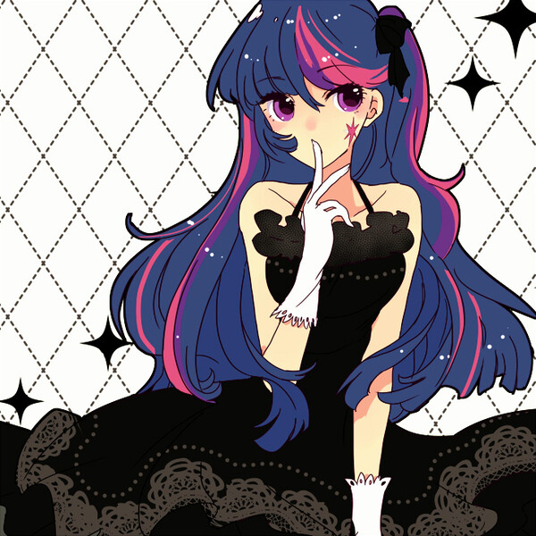 Size: 660x660 | Tagged: artist:pasikon, clothes, derpibooru import, dress, gloves, human, humanized, safe, solo, twilight sparkle