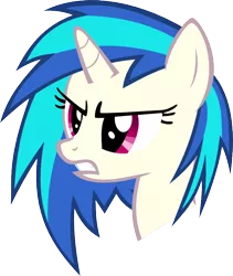 Size: 706x836 | Tagged: safe, artist:redtoxindash, derpibooru import, vinyl scratch, pony, unicorn, angry, bust, female, frown, horn, mare, portrait, simple background, solo, teeth, transparent background, vector