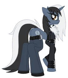 Size: 1180x1344 | Tagged: artist:silverromance, clothes, derpibooru import, eyelashes, glasses, jeans, looking at you, looking back, oc, oc:silver romance, pants, plot, raised hoof, safe, simple background, smiling, solo, transparent background, unofficial characters only, vector