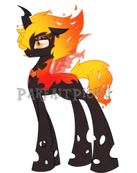 Size: 796x1003 | Tagged: safe, artist:piichu-pi, derpibooru import, oc, unofficial characters only, changeling, changeling oc, fire, orange changeling, solo