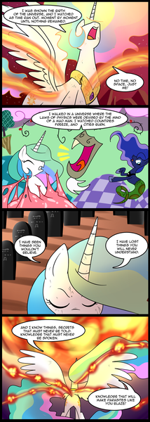 Size: 713x2000 | Tagged: artist:madmax, comic, comic:memories of the sun, commission, crossover, derpibooru import, discord, doctor who, princess celestia, princess luna, rings of akhaten, safe