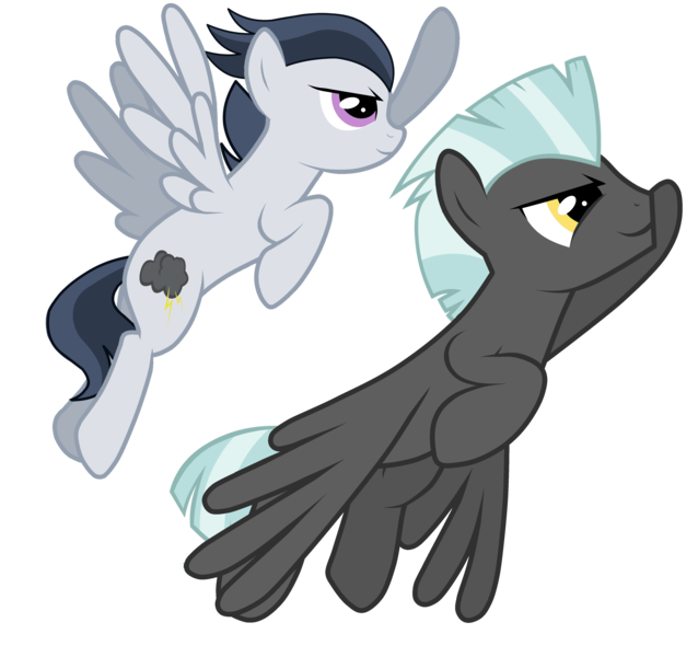 Size: 4281x4025 | Tagged: safe, artist:dreamcasterpegasus, derpibooru import, rumble, thunderlane, pegasus, pony, absurd resolution, brothers, colt, duo, flying, male, older, stallion, teenager