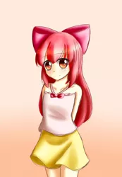 Size: 2430x3507 | Tagged: adorabloom, apple bloom, artist:dyoung, clothes, cute, human, humanized, miniskirt, pixiv, safe, skirt, solo