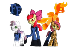 Size: 1600x1000 | Tagged: apple bloom, artist:mechashockwave, babs seed, crossover, cutie mark crusaders, fantastic four, human torch, invisible woman, marvel, mr. fantastic, safe, scootaloo, sweetie belle, the thing