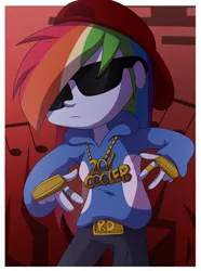 Size: 1024x1379 | Tagged: safe, artist:fj-c, derpibooru import, rainbow dash, equestria girls, belt buckle, bling, hilarious in hindsight, rap, rapper, rapper dash, solo