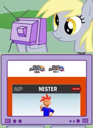 Size: 563x771 | Tagged: safe, derpibooru import, derpy hooves, pegasus, pony, april fools, exploitable meme, female, mare, meme, nester, nintendo, obligatory pony, super smash bros., super smash bros. 4, tv meme