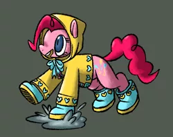 Size: 1959x1548 | Tagged: artist:tinybeasts, boots, derpibooru import, galoshes, pinkie pie, puddle, rain boots, raincoat, safe