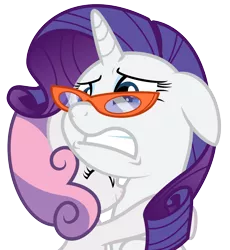 Size: 6000x6526 | Tagged: absurd resolution, artist:bobsicle0, derpibooru import, for whom the sweetie belle toils, glasses, hape, hug, rarity, safe, simple background, sweetie belle, transparent background, vector