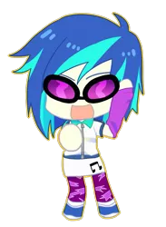 Size: 919x1256 | Tagged: safe, artist:c-minded, derpibooru import, vinyl scratch, equestria girls, chibi, solo