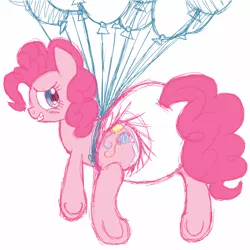 Size: 1500x1500 | Tagged: artist:fillyscoots42, balloon, cute, diaper, diaper fetish, diapinkes, pinkie pie, poofy diaper, solo, suggestive, then watch her balloons lift her up to the sky, underhoof