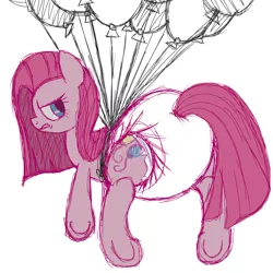 Size: 1500x1500 | Tagged: artist:fillyscoots42, balloon, diaper, diaper fetish, pinkamena diane pie, pinkie pie, poofy diaper, solo, suggestive, then watch her balloons lift her up to the sky, underhoof