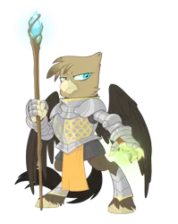 Size: 2500x3141 | Tagged: armor, artist:equestria-prevails, bipedal, classical hippogriff, derpibooru import, hippogriff, magic staff, oc, safe, simple background, solo, staff, transparent background, unofficial characters only, wizard