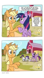 Size: 800x1405 | Tagged: safe, artist:owlbookfort, artist:remsica, derpibooru import, applejack, rarity, twilight sparkle, twilight sparkle (alicorn), alicorn, pony, april fools, comic, female, glorious master race, mare, out of character, smug, smuglight sparkle, twibitch sparkle