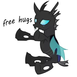 Size: 3000x3000 | Tagged: artist:xyotic, changeling, crying, derpibooru import, free hugs, safe, simple background, solo, transparent background