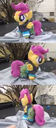 Size: 637x1442 | Tagged: artist:bakufoon, clothes, derpibooru import, equestria girls outfit, irl, photo, plushie, safe, scootaloo, solo, toy