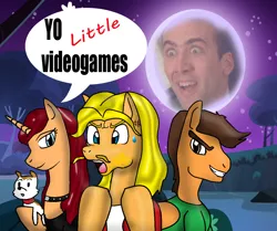 Size: 1092x912 | Tagged: artist:odiz, benny, cagebooru, derpibooru import, jessica, matt, maximilian dood, nicolas cage, safe, yo videogames