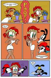 Size: 1280x1948 | Tagged: animaniacs, artist:joeywaggoner, crossover, derpibooru import, dot warner, human, humanized, kissing, kiss on the cheek, kiss sandwich, oc, oc:tick tack, oc:tick tock, poison joke, rule 63, safe, wakko warner, yakko warner