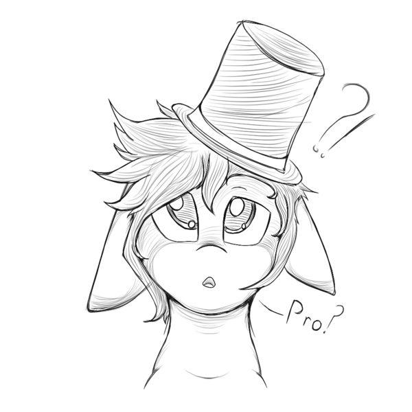 Size: 1000x1000 | Tagged: artist:hot headed clover, ask, cute, derpibooru import, hat, monochrome, oc, pro, safe, solo, top hat, tumblr pro, unofficial characters only