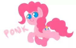 Size: 753x474 | Tagged: safe, artist:mrponiator, derpibooru import, pinkie pie, earth pony, pony, cute, female, looking at you, mare, ponk, simple background, smiling, solo, trotting, white background