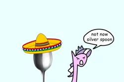 Size: 500x332 | Tagged: artist:wollap, comic, derpibooru import, diamond tiara, safe, silver spoon, sombrero, spoon