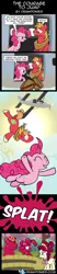 Size: 850x4109 | Tagged: safe, artist:drawponies, derpibooru import, big macintosh, cherry jubilee, pinkie pie, earth pony, pony, comedy, comic, funny, male, parachute, plane, skydiving, stallion