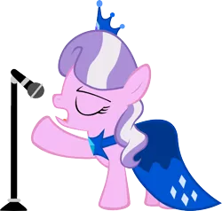 Size: 672x639 | Tagged: artist:magerblutooth, clothes, derpibooru import, diamond tiara, dress, microphone, safe, simple background, singing, solo, transparent background, vector