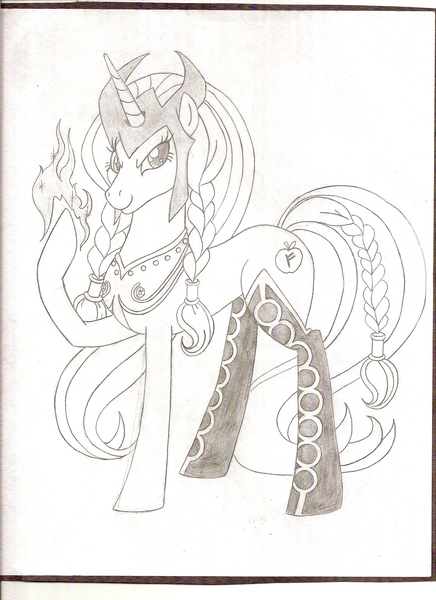 Size: 1690x2328 | Tagged: artist:jmkplover, derpibooru import, enchantress, magic, marvel, ponified, safe, solo, traditional art