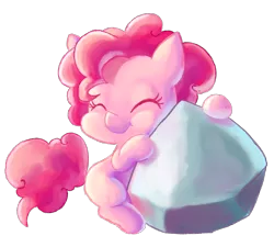 Size: 1540x1384 | Tagged: artist:gatodelfuturo, cute, derpibooru import, diapinkes, eyes closed, female, filly, filly pinkie pie, happy, hug, pinkie pie, puffy cheeks, rock, safe, simple background, sitting, smiling, solo, :t, transparent background, younger