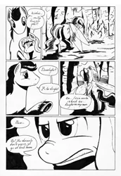 Size: 700x1016 | Tagged: safe, artist:darkhestur, derpibooru import, earth pony, flutter pony, pony, comic, dark pony, dustlight, feels, female, male, mare, monochrome, norse pony, stallion, traditional art