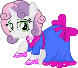 Size: 6861x6000 | Tagged: absurd resolution, alternate hairstyle, artist:medio-cre, clothes, derpibooru import, dress, eyeshadow, for whom the sweetie belle toils, high heels, safe, simple background, solo, sweetie belle, transparent background, vector