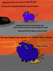 Size: 1800x2392 | Tagged: 2 panel comic, abuse, anti-hugbox, artist:jein1234, author:roodypoo, comic, derpibooru import, fluffy pony, fluffy pony grimdark, grimdark, palindrome get, urine