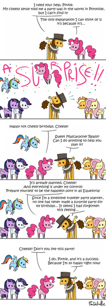 Size: 450x1299 | Tagged: safe, artist:foudubulbe, derpibooru import, applejack, cheese sandwich, fluttershy, pinkie pie, rainbow dash, rarity, twilight sparkle, twilight sparkle (alicorn), alicorn, pony, comic, female, mare, pointy ponies