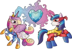 Size: 4396x3000 | Tagged: artist:theshadowstone, cape, clothes, crystal heart, derpibooru import, magic, princess cadance, safe, shining armor, superhero